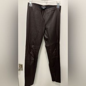 Vince chocolate leather ankle-zip leggings, Small. Pristine condition!